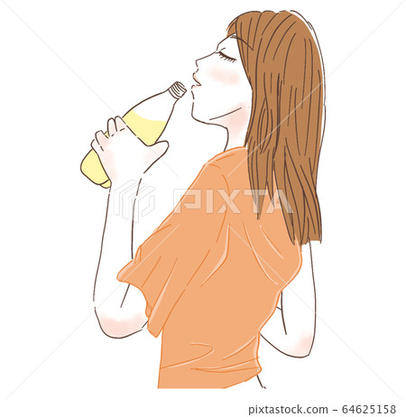 女人喝水上半身 64625158