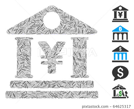 Line Mosaic Yen Bank Building Icon Line Mosaic Yen Bank Building Icon 64625317