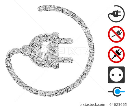 Line Collage Electric Adapter Icon Line Collage Electric Adapter Icon 64625665