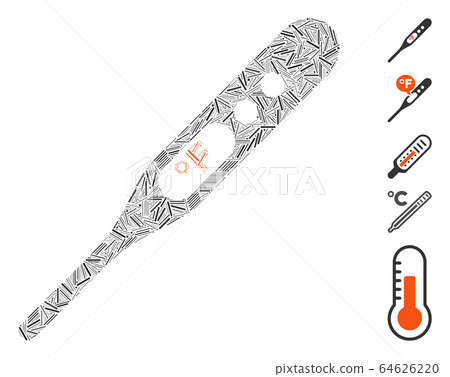Line Collage Fahrenheit Thermometer Icon 64626220