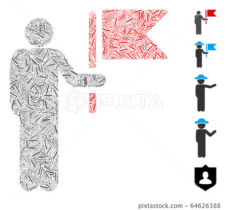 Line Mosaic Commander with Flag Icon Line Mosaic Commander with Flag Icon 64626388