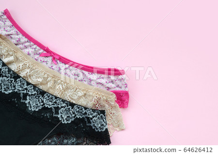 White, black and pink women underwear with lace on 64626412