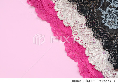 White, black and pink women underwear with lace on 64626513