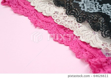 White, black and pink women underwear with lace on 64626611