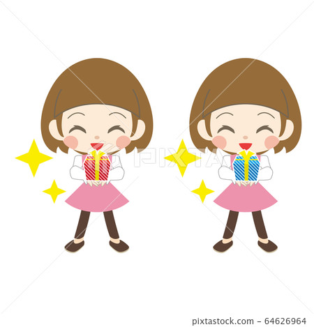 拿著當前箱子的微笑的女孩 64626964