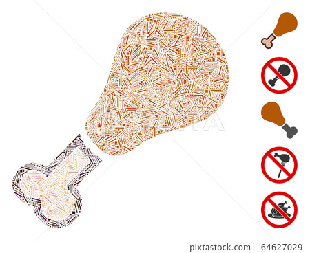 Dash Mosaic Chicken Leg Icon 64627029