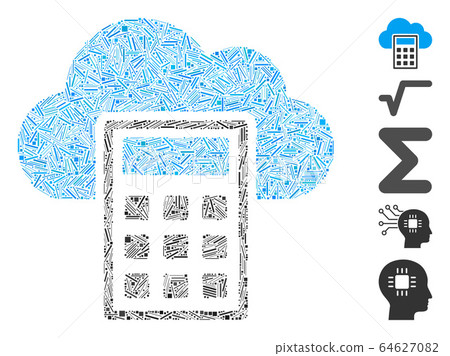 Line Collage Calculation Icon Line Collage Calculation Icon 64627082