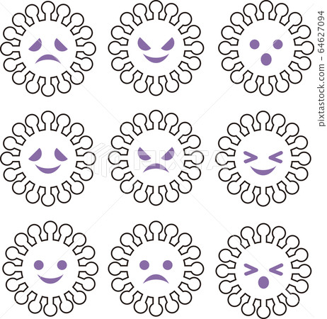 Virus icon facial expression set variation Virus icon facial expression set variation 64627094