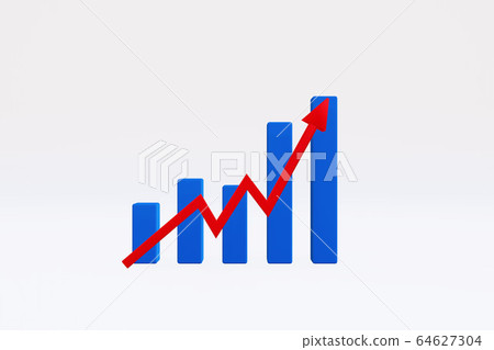Uptrend graph with red arrow 64627304