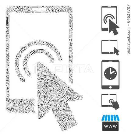 Dash Mosaic Arrow Double Click Smartphone Icon - Stock Illustration ...