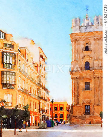 Watercolour Art Print, Travel in Europe Scene Watercolour Art Print, Travel in Europe Scene 64627739