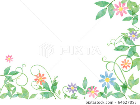 Vine and flowers_watercolor frame Vine and flowers_watercolor frame 64627855