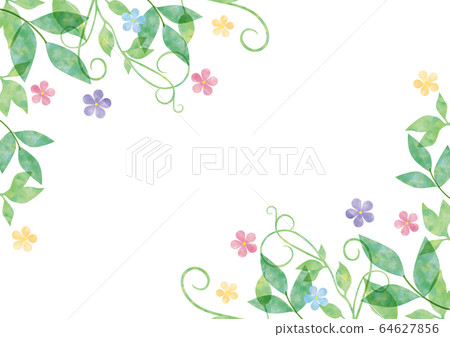 藤蔓和花朵_水彩畫框 64627856