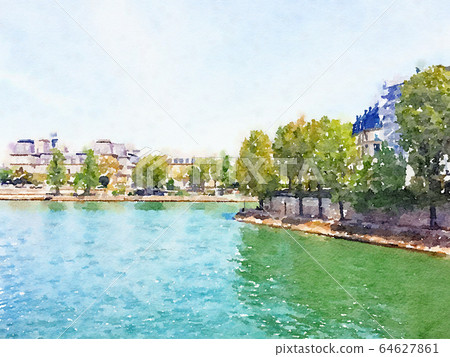 Watercolour Art Print, Travel in Europe Scene Watercolour Art Print, Travel in Europe Scene 64627861