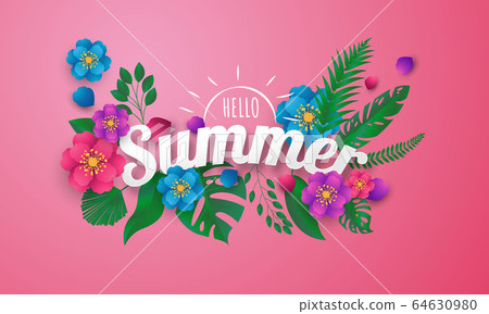 Design banner frame flower summer background with 64630980