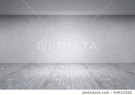 empty room with white wall and wooden floor, 3d empty room with white wall and wooden floor, 3d 64632088
