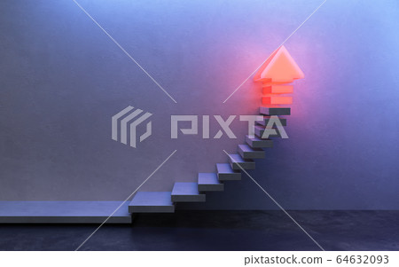 stairs going  upward, 3d rendering 64632093