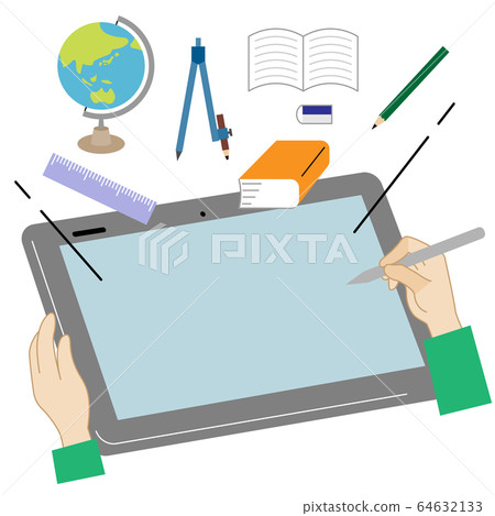 Elearning Android Tablet Artwork Illustration of online learning using a tablet... - Stock Illustration ...