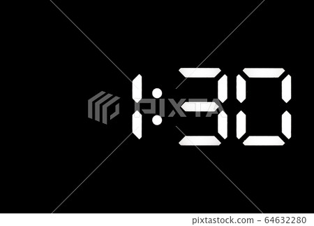 Real white led digital clock on black background Real white led digital clock on black background 64632280