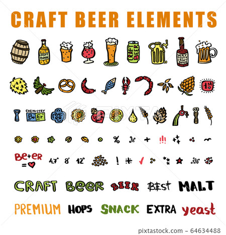 Craft beer hand drawn elements set in circle Craft beer hand drawn elements set in circle 64634488