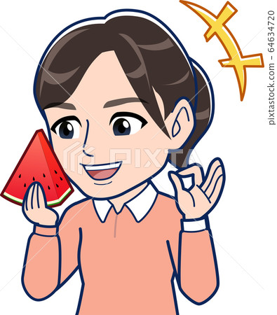 Illustration of red watermelon 64634720