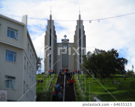 Iceland Akureyri Church diorama style 64635323