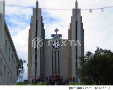 Iceland Akureyri Church diorama style Iceland Akureyri Church diorama style 64635324
