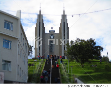 Iceland Akureyri Church diorama style Iceland Akureyri Church diorama style 64635325