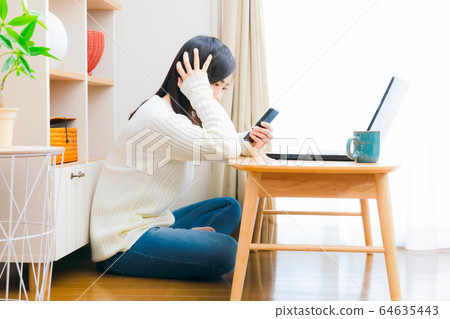 Smartphone negative female copy space Smartphone negative female copy space 64635443