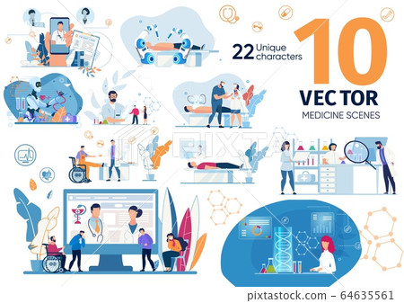 Medicine Innovative Technologies Vector Scenes Set Medicine Innovative Technologies Vector Scenes Set 64635561