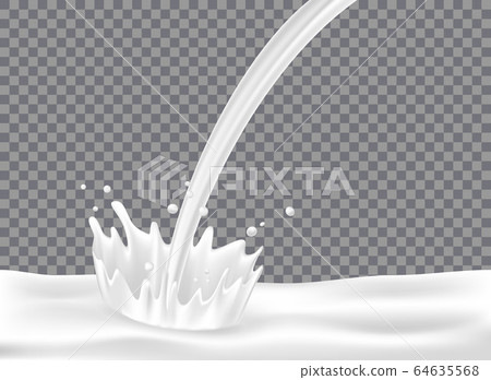 Milk with splash isolated on transparent background. White yogurt pouring down with realistic milk drop for package design. 3d Vector illustration Milk with splash isolated on transparent background. White yogurt pouring down with realistic milk drop for package design. 3d Vector illustration 64635568
