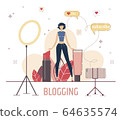 Beauty Blogger Live Stream Flat Vector Concept 64635574