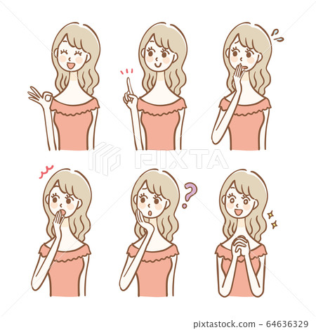 Female upper body expression set - Stock Illustration [64636329] - PIXTA