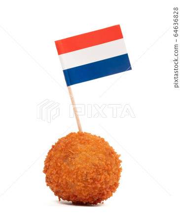 Single dutch traditional snack bitterbal with a 64636828