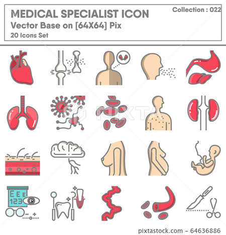 Medical Specialist Doctor and Health Care Icons Set, Medicine Hospital Icon Collection. 64636886