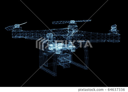 Drone of luminous lines and dots Drone of luminous lines and dots 64637336