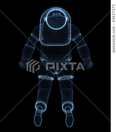 Astronaut consisting of luminous lines and dots 64637373