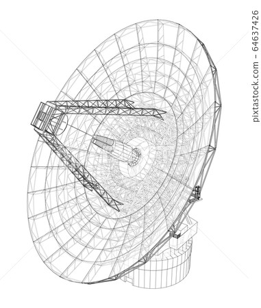 Radio Telescope concept outline. Vector Radio Telescope concept outline. Vector 64637426