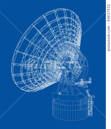 Radio Telescope concept outline. Vector 64637432