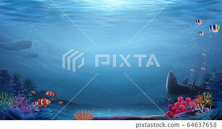 Natural ocean bottom background Natural ocean bottom background 64637658