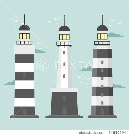 Lighthouses. Set of of large lighthouses over blue background Lighthouses. Set of of large lighthouses over blue background 64639394