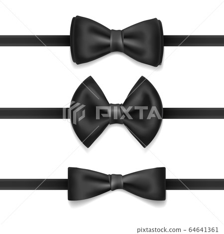 Set of realistic black bow tie 64641361