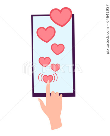 Hand Holding Smartphone With Heart Emoji Stock Illustration