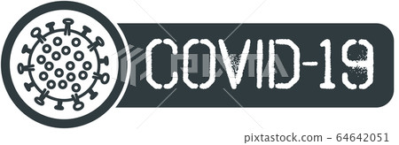 Covid-19 sign with virus illustration 64642051