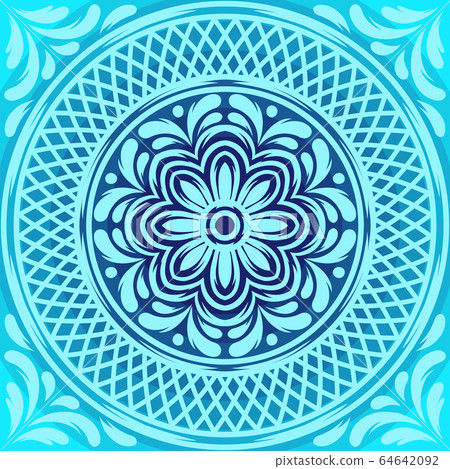 Italian ceramic tile pattern. Mediterranean porcelain pottery. 64642092