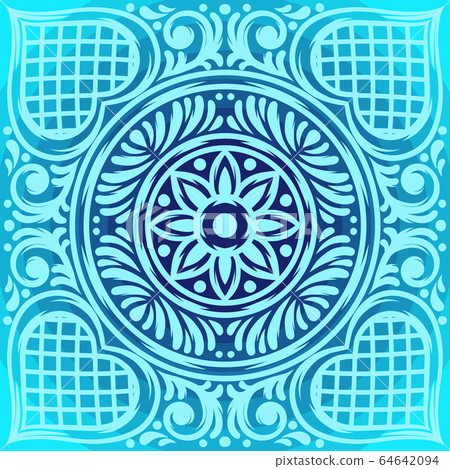Italian ceramic tile pattern. Mediterranean porcelain pottery. Italian ceramic tile pattern. Mediterranean porcelain pottery. 64642094