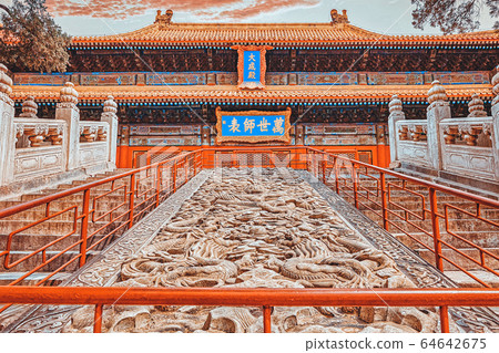 Stone stairs with dragons in Temple of Stone stairs with dragons in Temple of 64642675
