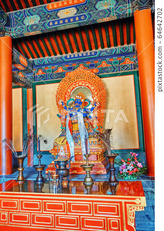Interior view of Yonghegong Lama Temple. Beijing. 64642702