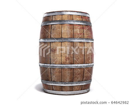 Wooden barrel isolated on white background 3d 64642982