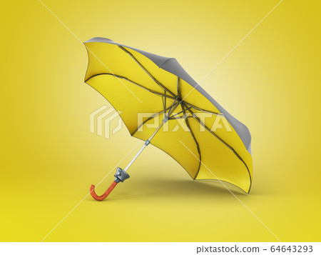 Opened two tone umbrella 3d render on color Opened two tone umbrella 3d render on color 64643293